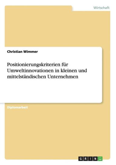 bokomslag Positionierungskriterien Fur Umweltinnovationen in Kleinen Und Mittelstandischen Unternehmen