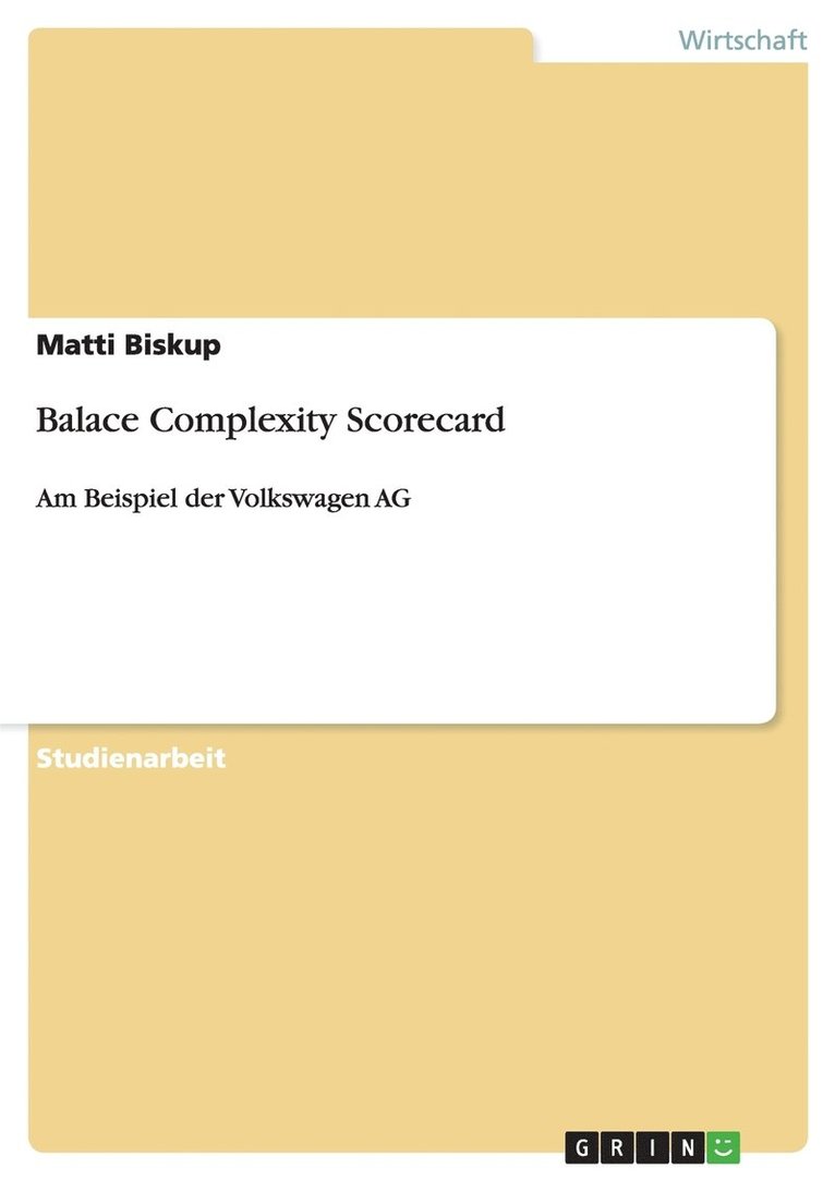 Matti Biskup - Balace Complexity Scorecard, Häftad