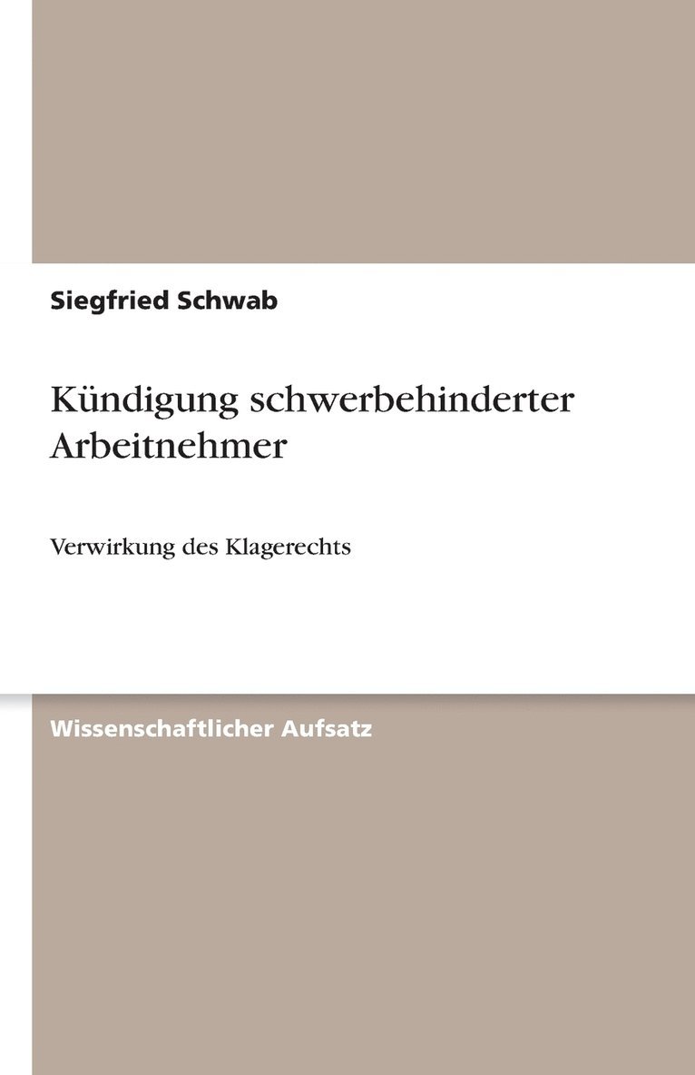 Kundigung schwerbehinderter Arbeitnehmer 1