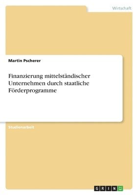 bokomslag Finanzierung mittelständischer Unternehmen durch staatliche Förderprogramme