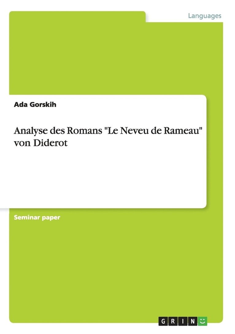 Analyse Des Romans  Le Neveu De Rameau 1