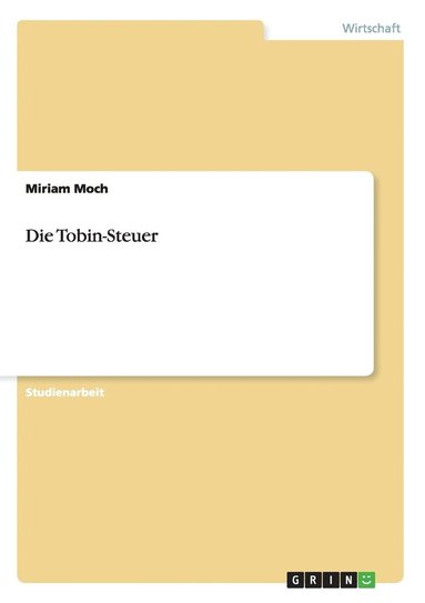 bokomslag Die Tobin-Steuer