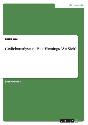 bokomslag Gedichtanalyse Zu Paul Flemings 'An Sich'