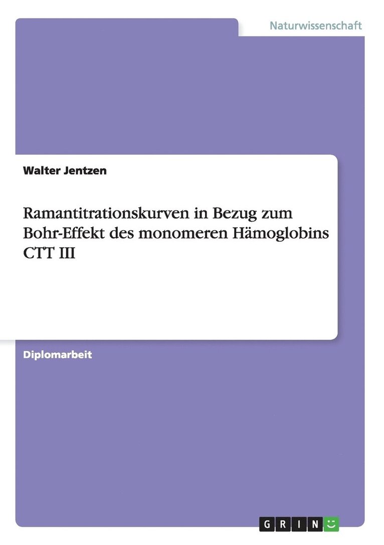 Ramantitrationskurven in Bezug zum Bohr-Effekt des monomeren Hämoglobins CTT III