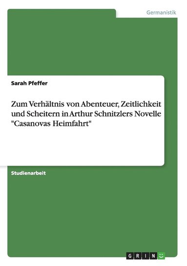 bokomslag Zum Verh  Ltnis Von Abenteuer, Zeitlichk