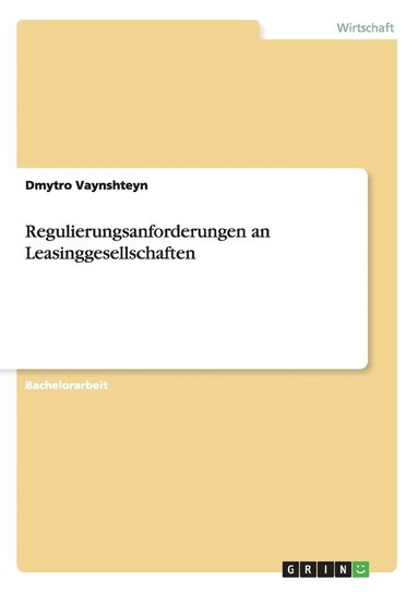 bokomslag Regulierungsanforderungen an Leasinggesellschaften