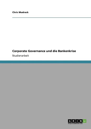 bokomslag Corporate Governance und die Bankenkrise