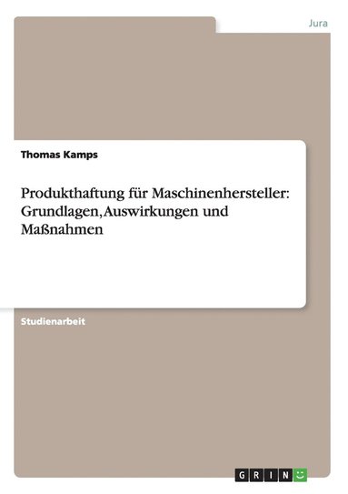 bokomslag Produkthaftung fr Maschinenhersteller