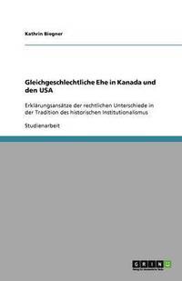 bokomslag Gleichgeschlechtliche Ehe in Kanada und den USA