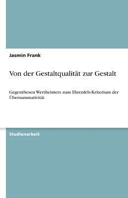 bokomslag Von Der Gestaltqualitat Zur Gestalt