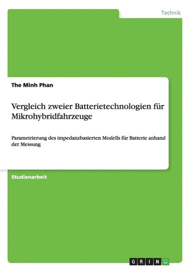 bokomslag Vergleich zweier Batterietechnologien fr Mikrohybridfahrzeuge