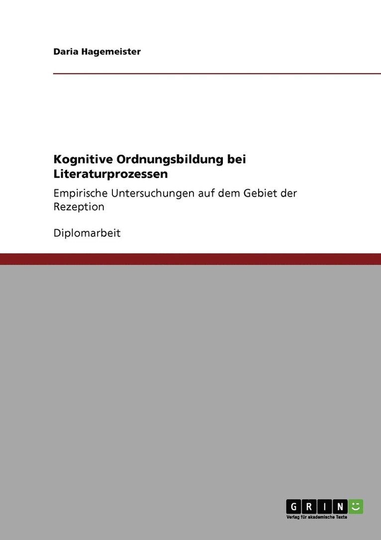 Kognitive Ordnungsbildung bei Literaturprozessen 1