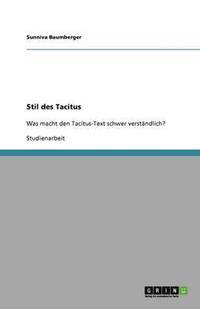 bokomslag Stil Des Tacitus