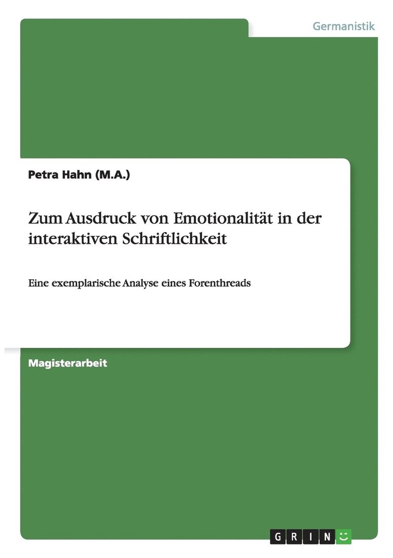 Zum Ausdruck von Emotionalitt in der interaktiven Schriftlichkeit 1