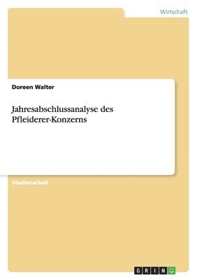 bokomslag Jahresabschlussanalyse Des Pfleiderer-Konzerns