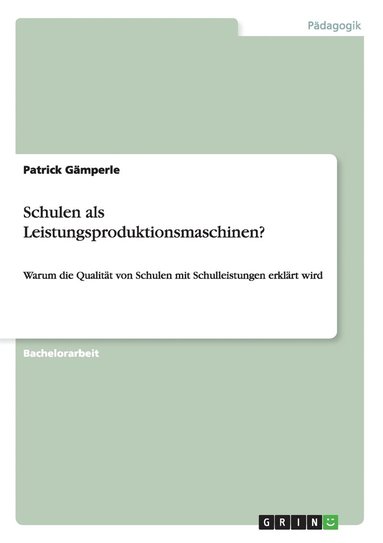 bokomslag Schulen als Leistungsproduktionsmaschinen?