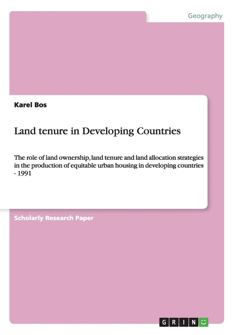 Land tenure in Developing Countries 1