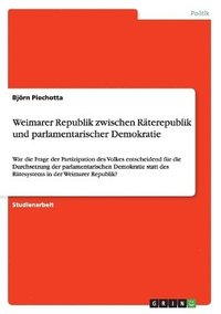 bokomslag Weimarer Republik zwischen Rterepublik und parlamentarischer Demokratie