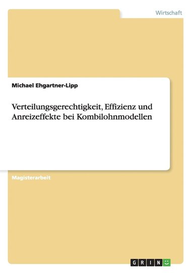 bokomslag Verteilungsgerechtigkeit, Effizienz und Anreizeffekte bei Kombilohnmodellen