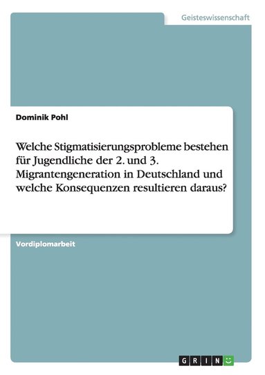 bokomslag Welche Stigmatisierungsprobleme bestehen fr Jugendliche der 2. und 3. Migrantengeneration in Deutschland und welche Konsequenzen resultieren daraus?