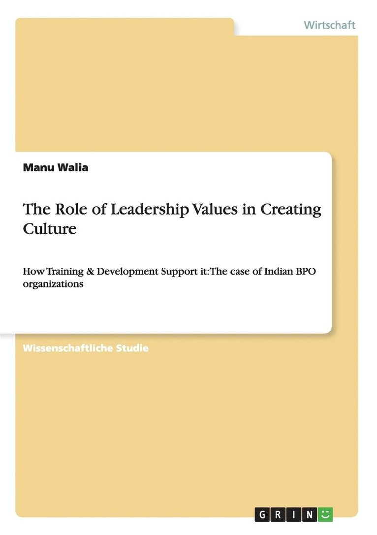 The Role of Leadership Values in Creating Culture 1