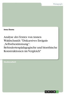 bokomslag Analyse Des Textes Von Annen Waldschmidt