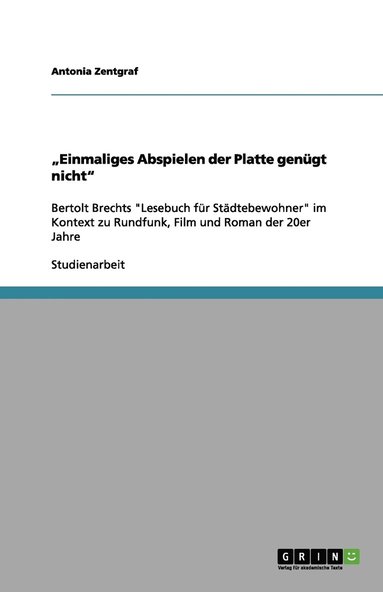 bokomslag &quot;Einmaliges Abspielen der Platte gengt nicht&quot;