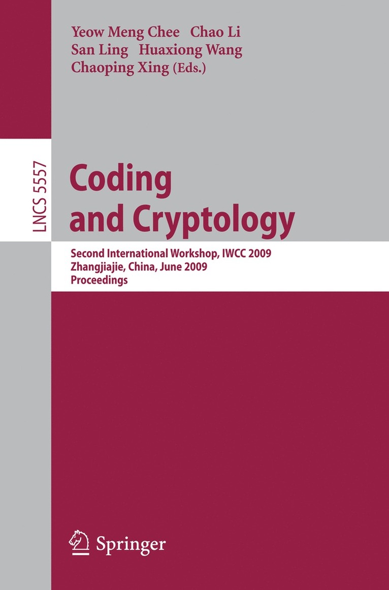 Coding and Cryptology 1