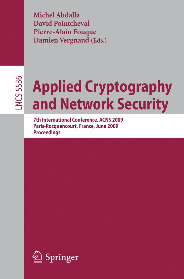 Michel Abdalla, David Pointcheval, Pierre-Alain Fouque, Damien Vergnaud - Applied Cryptography and Network Security, Häftad