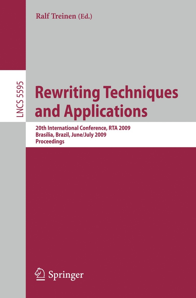 Ralf Treinen, Ralf Treinen - Rewriting Techniques and Applications, Häftad