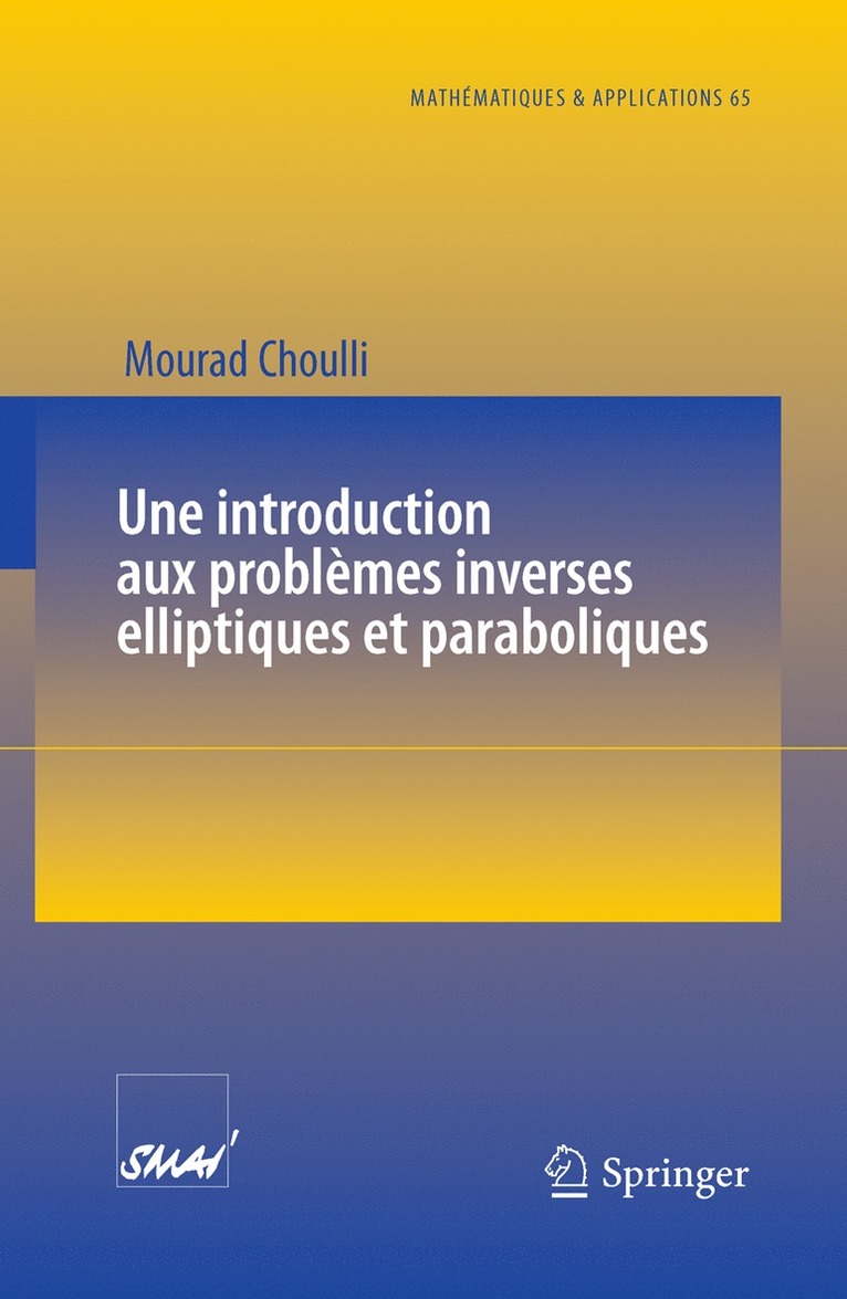 Mourad Choulli - Une introduction aux problèmes inverses elliptiques et paraboliques, Häftad