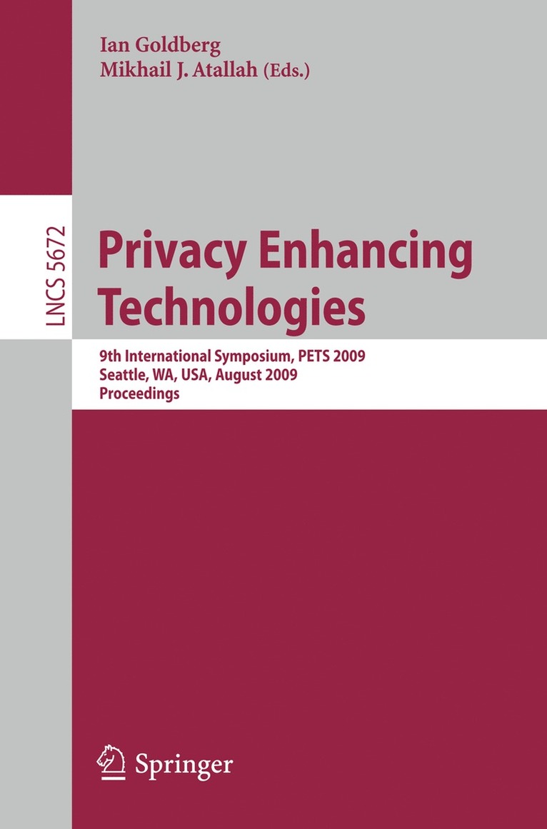 Ian Goldberg, Mikhail Atallah - Privacy Enhancing Technologies, Häftad