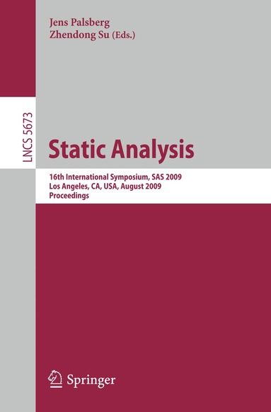 Jens Palsberg, Zhendong Su - Static Analysis, Häftad