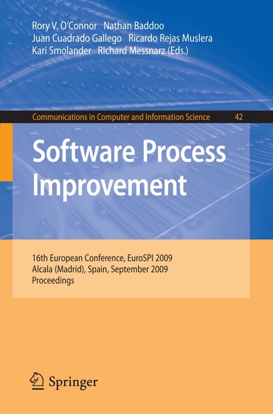 Rory O'Connor, Nathan Baddoo, Juan J. Cuadrado-Gallego, Ricardo Rejas Muslera, Kari Smolander, Richard Messnarz - Software Process Improvement, Häftad