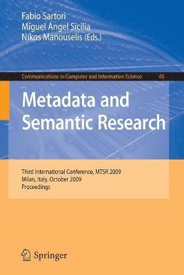 Fabio Sartori, Miguel-Angel Sicilia, Nikos Manouselis - Metadata and Semantic Research, Häftad