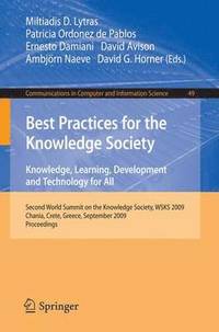 bokomslag Best Practices for the Knowledge Society. Knowledge, Learning, Development and Technology for All