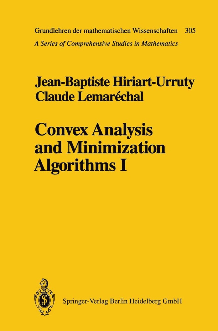 Convex Analysis and Minimization Algorithms I 1