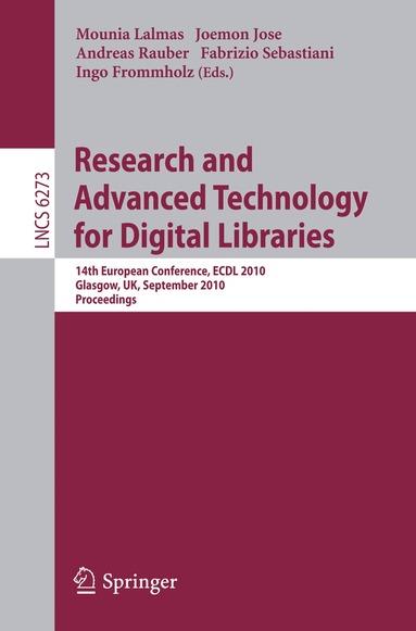 Mounia Lalmas, Joemon Jose, Andreas Rauber, Roberto Sebastiani, Ingo Frommholz - Research and Advanced Technology for Digital Libraries, Häftad