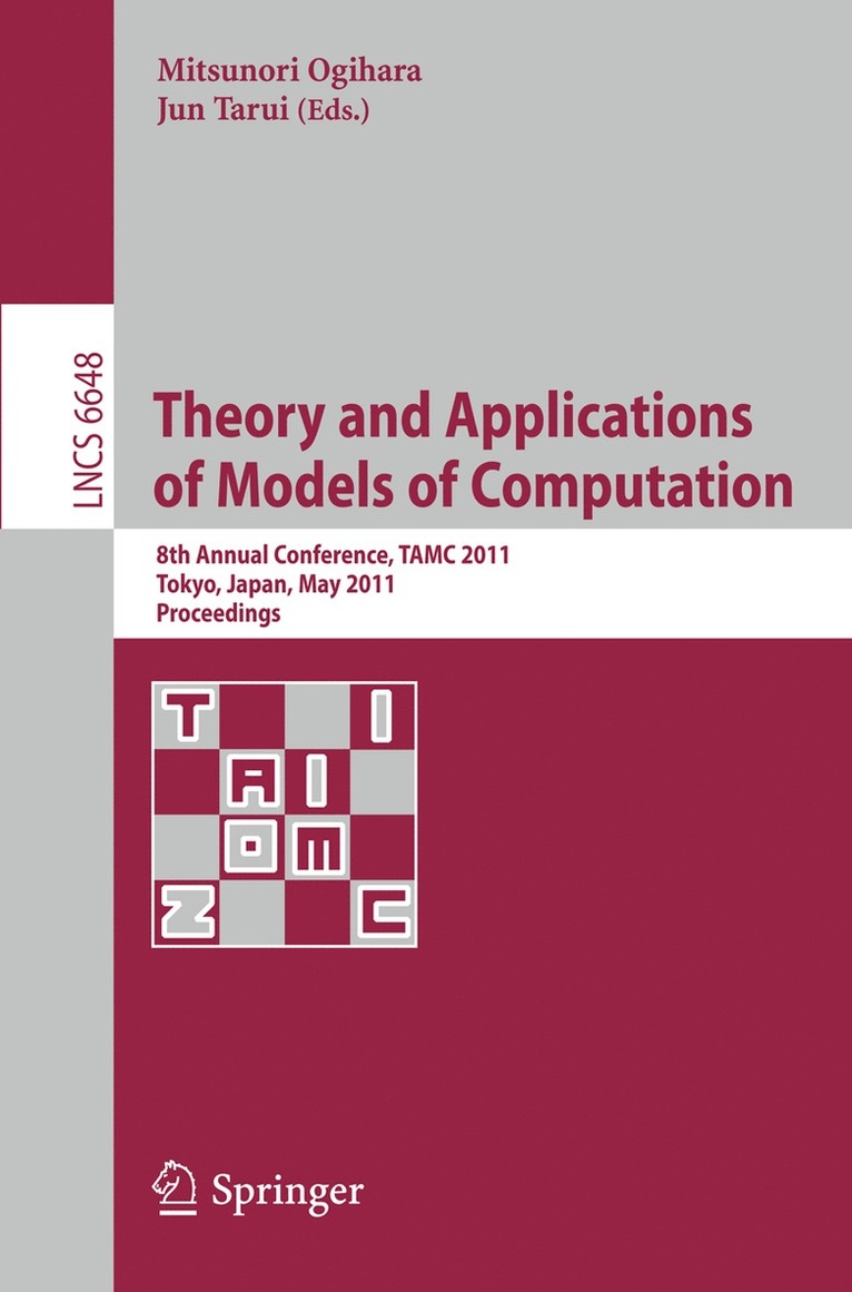 Mitsunori Ogihara, Jun Tarui - Theory and Applications of Models of Computation, Häftad