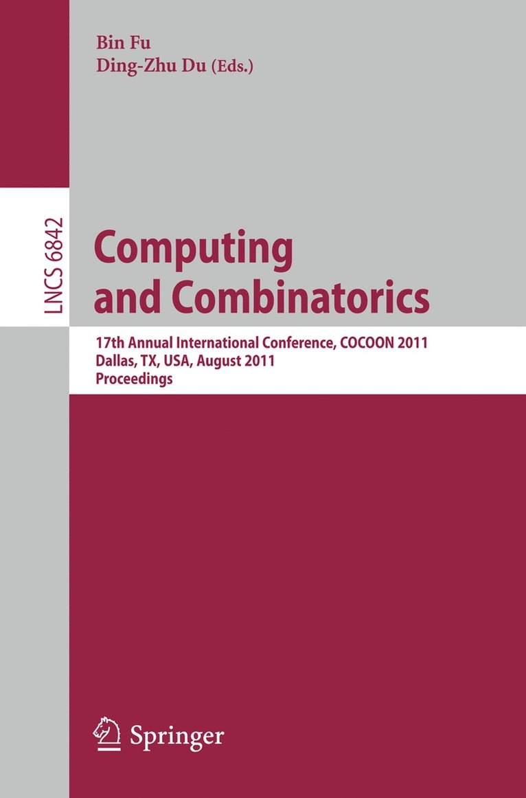Bin Fu, Ding-Zhu Du - Computing and Combinatorics, Häftad