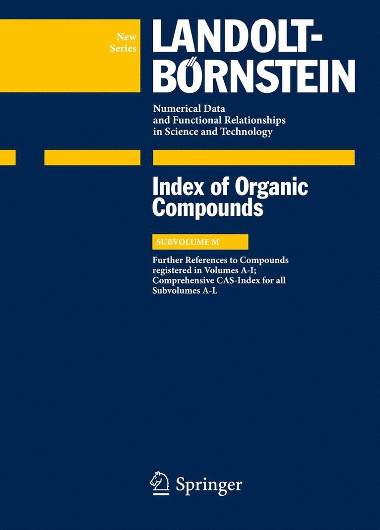 G. Peters, Volkmar Vill, Volkmar VILL - Index Compounds reg. in Volumes A-I; Comprehensive CAS-Index for all Subvolumes A-L, Inbunden