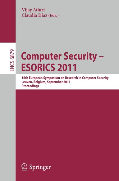 Vijay Atluri, Claudia Diaz - Computer Security – ESORICS 2011, Häftad