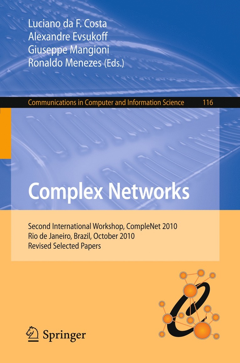 Luciano da F. Costa, Alexandre Evuskoff, Giuseppe Mangioni, Ronaldo Menezes, Luciano Da F. Costa - Complex Networks, Häftad