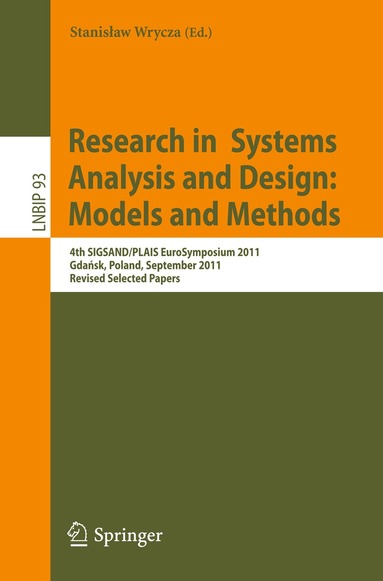 Stanisław Wrycza - Research in Systems Analysis and Design: Models and Methods, Häftad