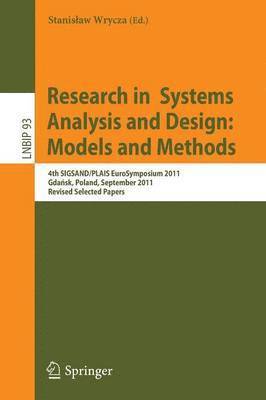 bokomslag Research in  Systems Analysis and Design: Models and Methods