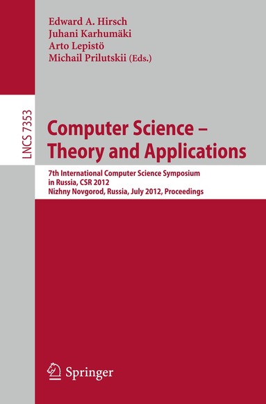 Edward Hirsch, Juhani Karhumäki, Arto Lepistö, Michail Prilutskii - Computer Science -- Theory and Applications, Häftad