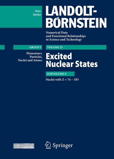 Zoya N Soroko, Sergey I. Sukhoruchkin, Herwig Schopper - Excited Nuclear States - Nuclei with Z = 74-103, Inbunden