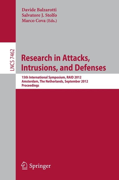 Davide Balzarotti, Salvatore J. Stolfo, Marco Cova - Research in Attacks, Intrusions and Defenses, Häftad