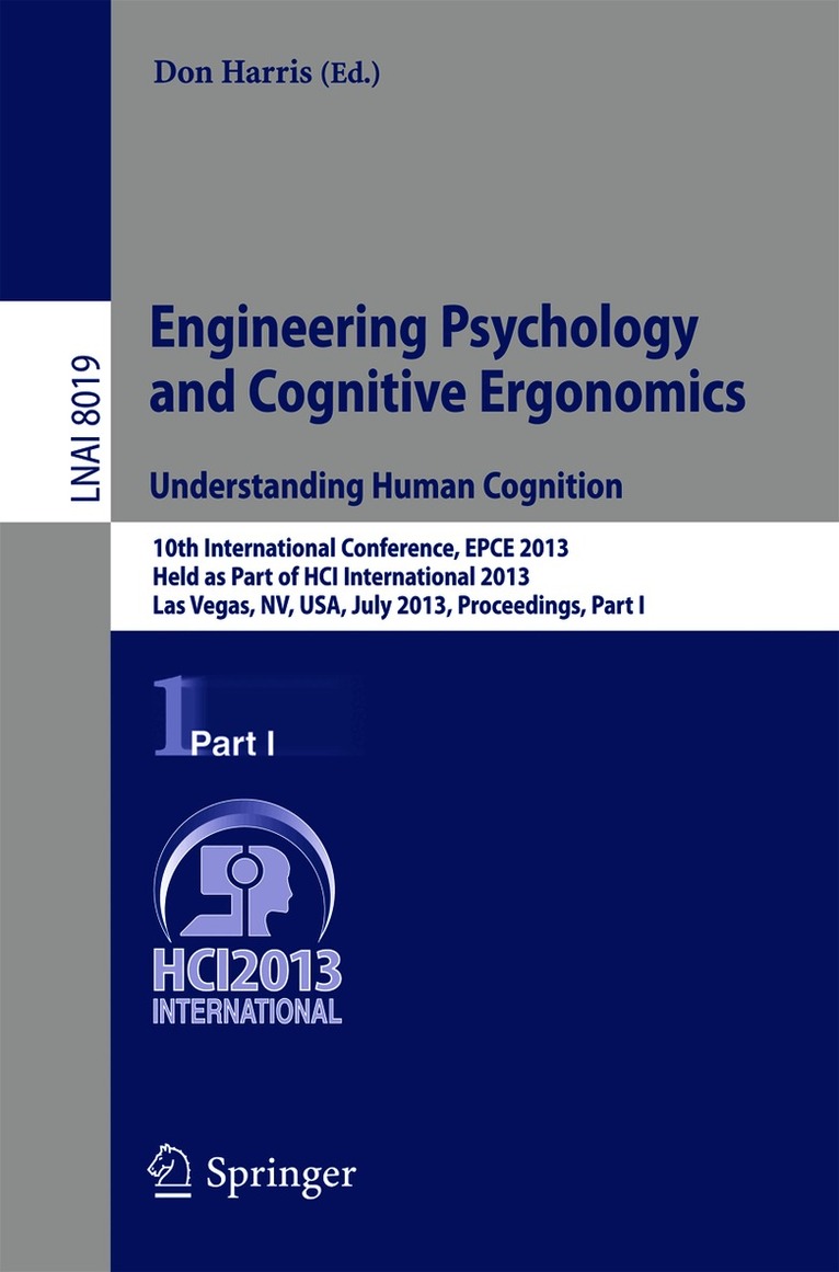 Don Harris - Engineering Psychology and Cognitive Ergonomics. Understanding Human Cognition, Häftad