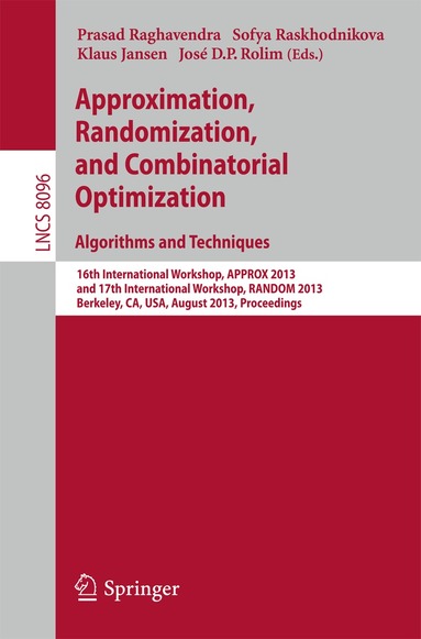 Prasad Raghavendra, Sofya Raskhodnikova, Klaus Jansen, José D.P. Rolim - Approximation, Randomization, and Combinatorial Optimization. Algorithms and Techniques, Häftad